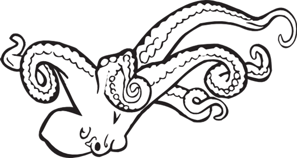 Octupus Drawing At Getdrawings - Octopus Vinyl Wall Art Decal Sticker, Black, Size Medium (604x322), Png Download