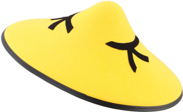 Chinese Coolie Felt Hat Jokers Masquerade - Chinese Coolie Hat - Yellow & Black Mandarin Felt (366x580), Png Download