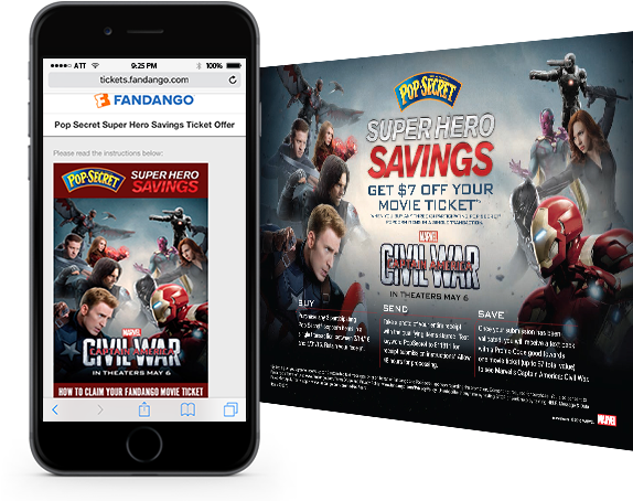 Fandango Pop Secret Captain America Movie Offer - Iphone (600x486), Png Download