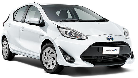 Glacier White With Blue Fabric - Toyota Prius C Png (738x350), Png Download