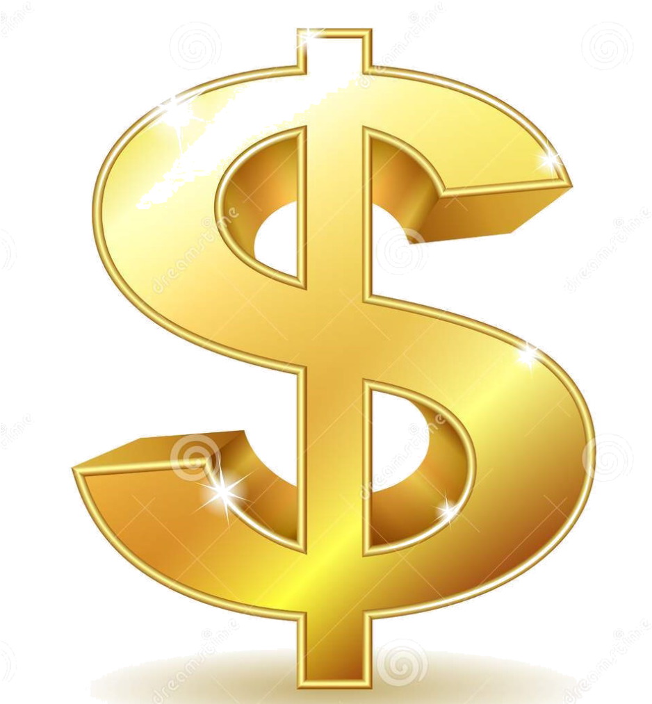 Golden Dollar Sign White - Gold Dollar Sign (957x1024), Png Download