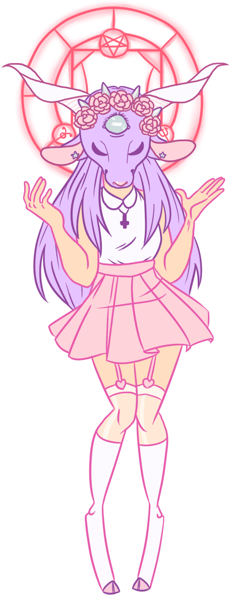 Baphomet Princess - Creepy Cute Pastel Goth Drawing (591x1213), Png Download