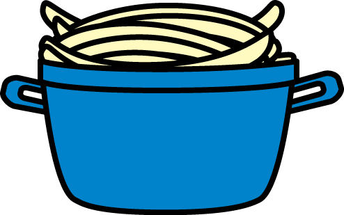Pot Of Spaghetti Clip Art - Noodles In Pot Clipart (494x309), Png Download