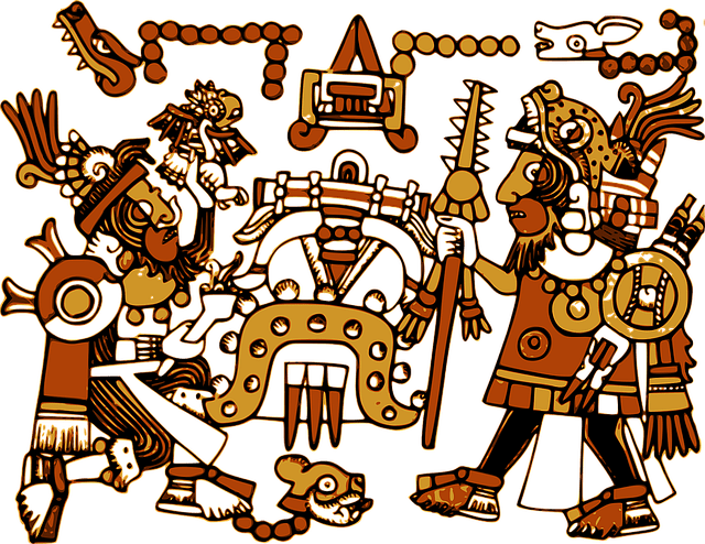 Aztec Character Design Drawing History Mur - Cultura Mixteca (439x340), Png Download