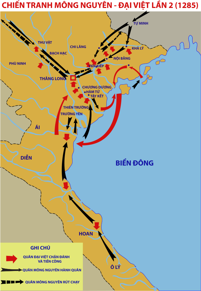 Map Depicting Mongol Campaign In Đại Việt In The North - Cuộc Kháng Chiến Chống Quân Mông Nguyên Lần 2 (703x1024), Png Download