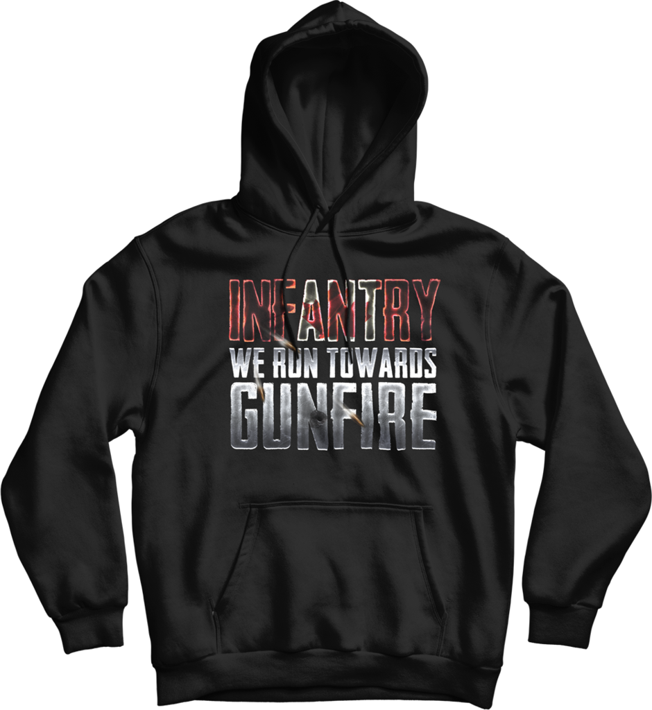 Run Towards Gunfire Infantry Hoodie - Hoodie (940x1024), Png Download