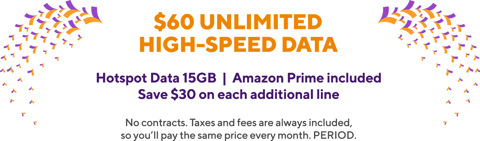 $60 Unlimited High-speed Data - Electric Blue (1816x535), Png Download