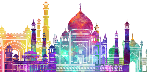 Bleed Area May Not Be Visible - Mosque Watercollor Png (600x427), Png Download