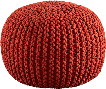Celebration Hand Knitted Pure Cotton Braid Pouf (orange) (350x350), Png Download