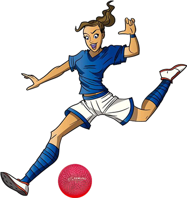 Kickball - Cartoon Girl Playing Football (495x400), Png Download