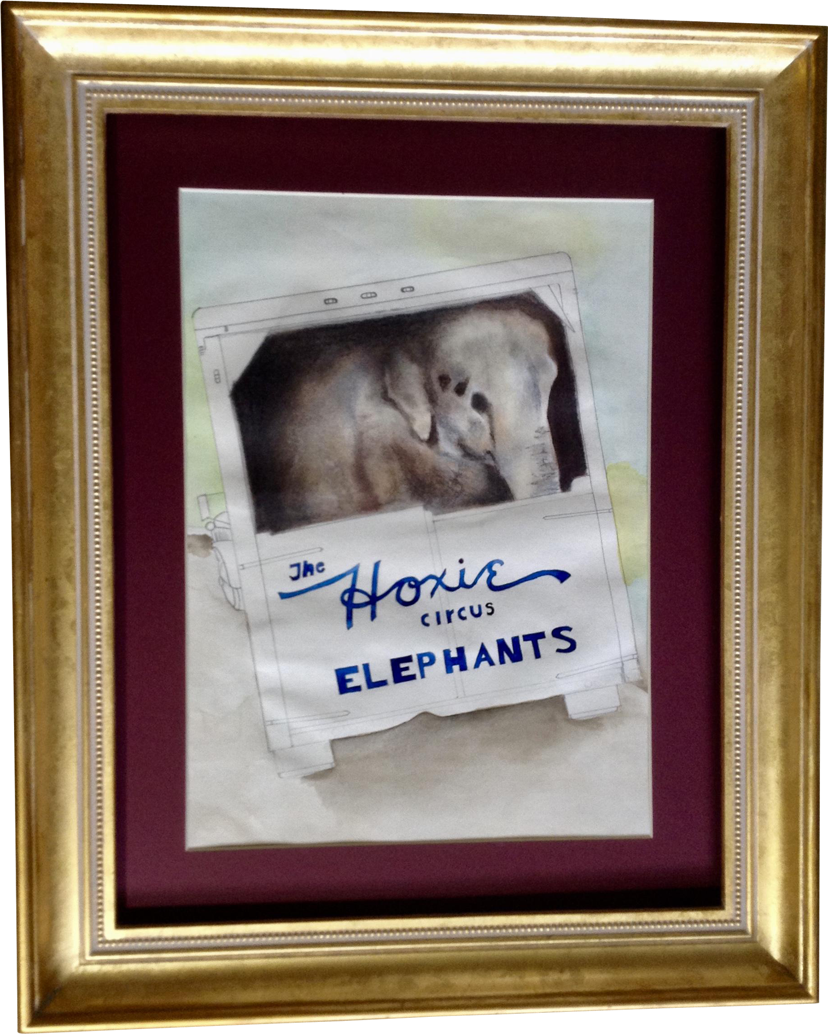 Hoxie Bros Circus Elephants Truck, Watercolor Mixed - Painting (2048x2048), Png Download