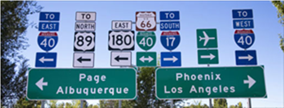Directional Sign Boards - On Route 66 (600x400), Png Download