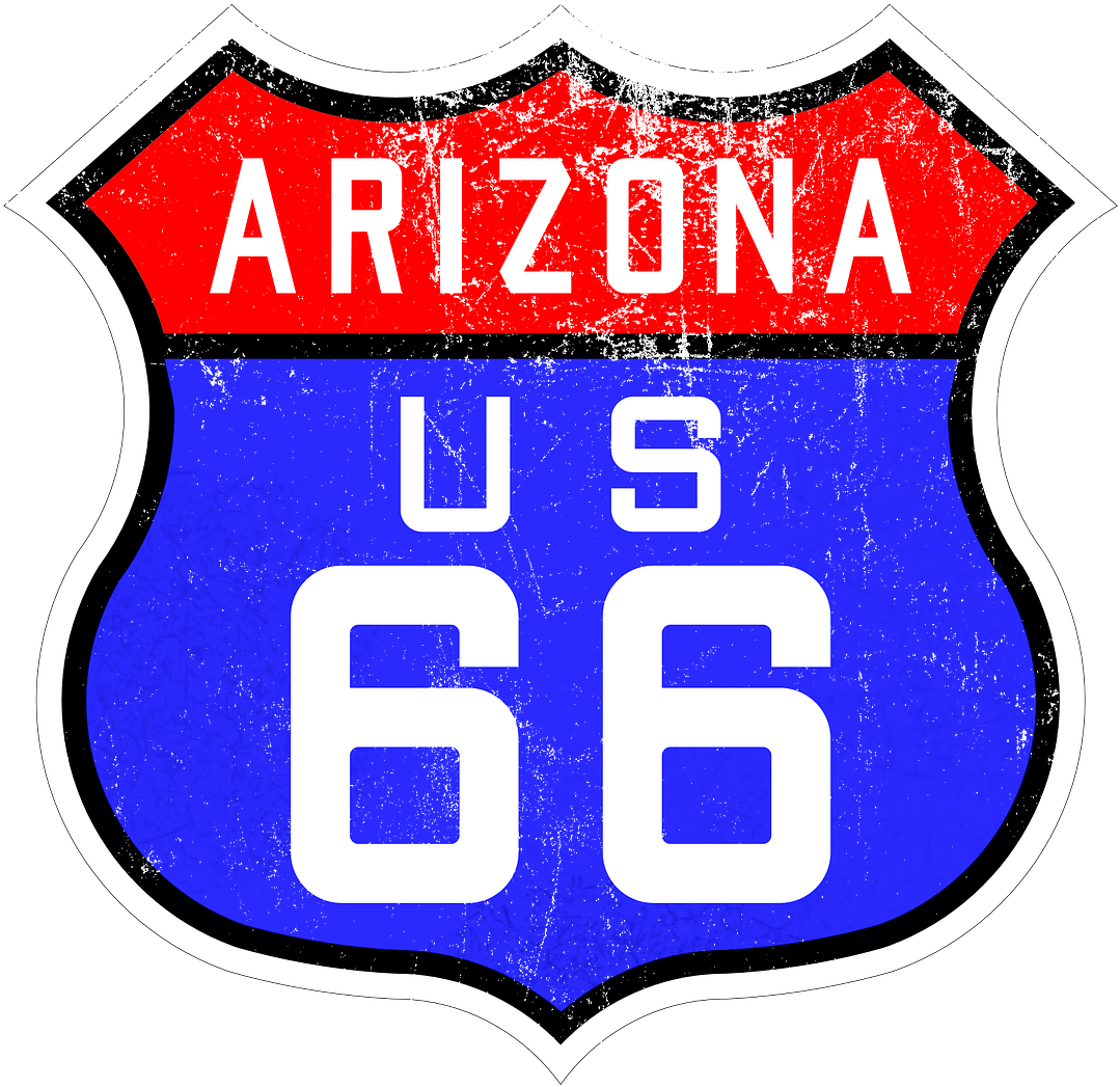 Route Highway Sign Travel America - Iconic Vintager Weg 66 Arizona Notizblock (617x720), Png Download