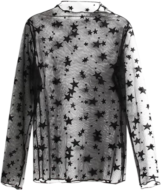 Cute Star See-through Blouse - Half Transparent Blouse (558x744), Png Download