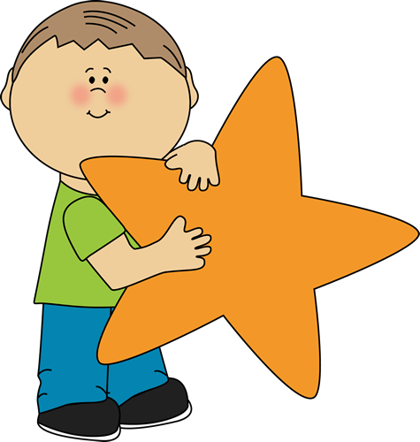 An Orange Star Clip Art Image Little Boy Holding A - Kid Star Clipart (475x500), Png Download