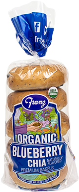 Organic Blueberry Chia Bagels - Blueberry (400x400), Png Download