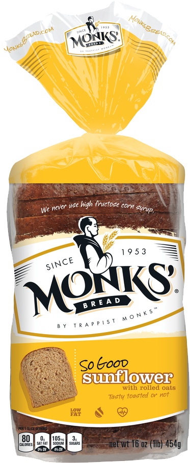 Monks' Homestyle Sunflower Bread With Rolled Oats - Genesee Abbey Monks' Fruit & Nut Bars Variety Pack (427x960), Png Download