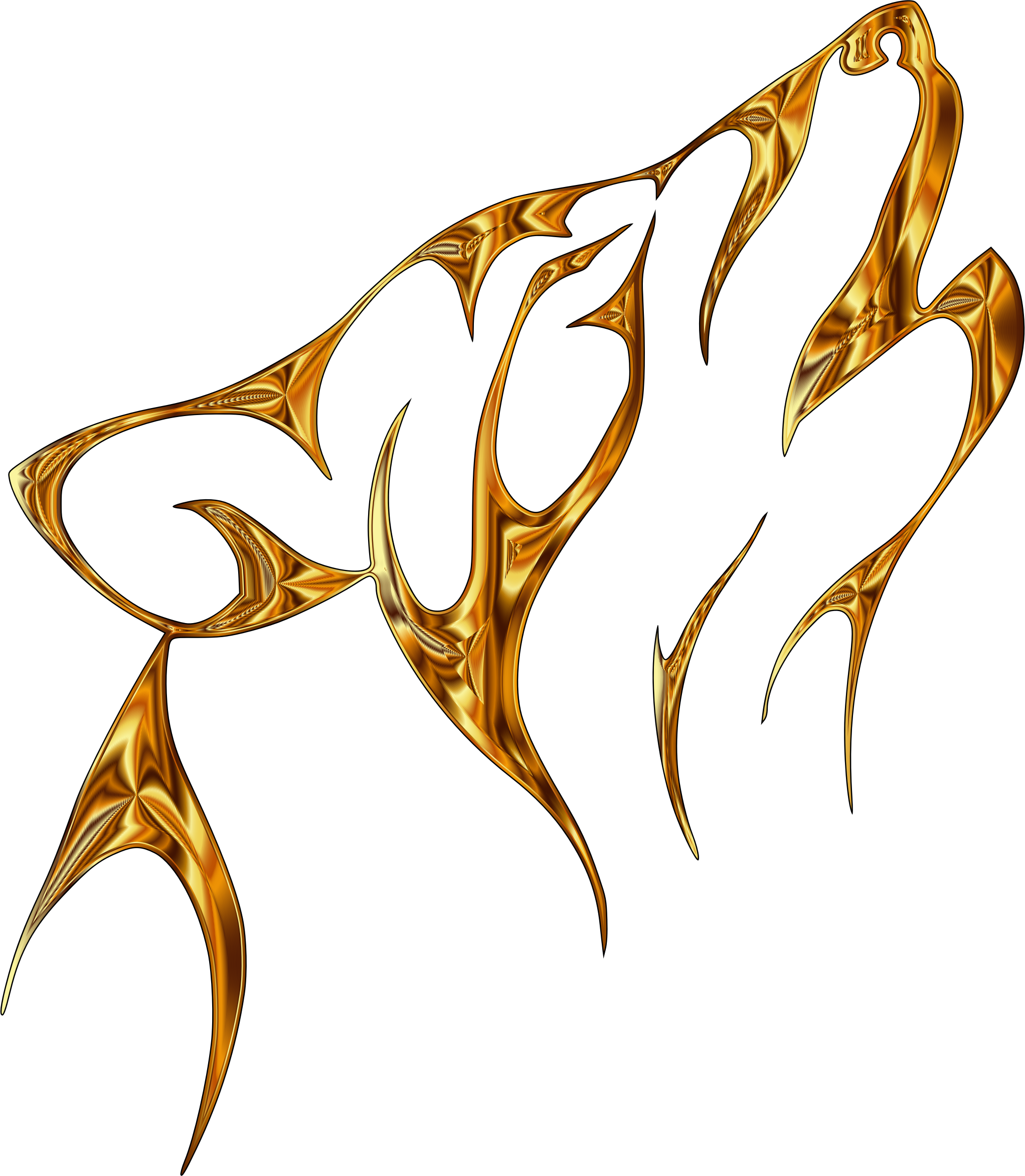Golden Ember Tribal Wolf No Background - Easy Arctic Wolf Drawing (2000x2295), Png Download