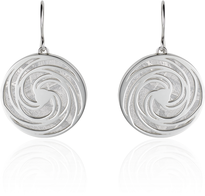Meteorite Crop Circle Swirl Earrings In Silver - Earring (1000x1391), Png Download