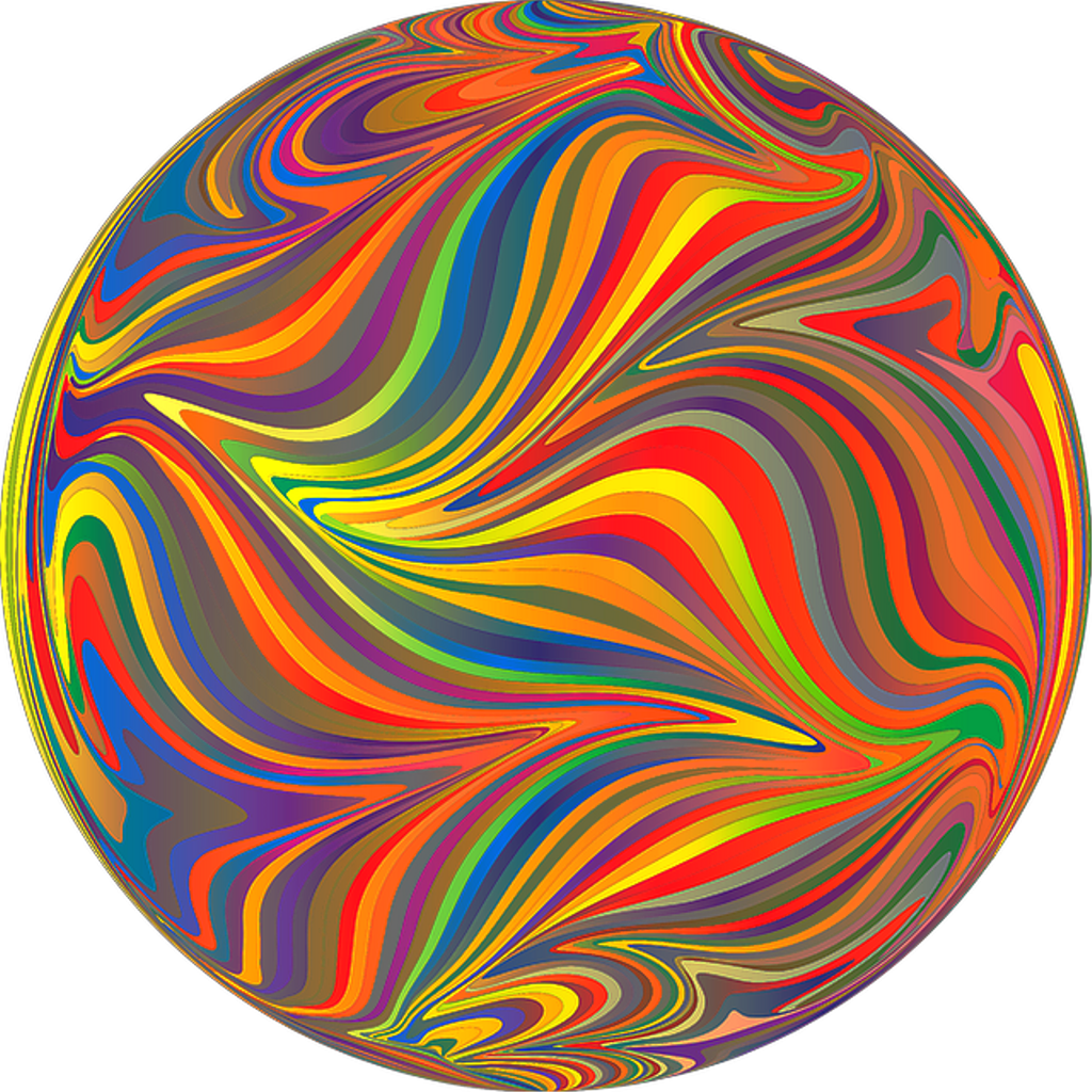 Colors Colorful Abstract Circle Shapes - Psychodelic Muster-platte, Bunte Gewellte Streifen (1024x1024), Png Download