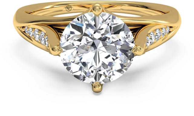Modern Tulip Pave Engagement Ring In 18k Yellow Gold - Beautiful Diamond Ring Gold (640x430), Png Download