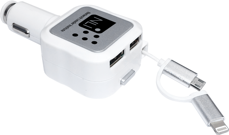 Apple Certified Car Charger With Retractable Cord - Mfi Certified All-in-one Car Charger (1000x1000), Png Download
