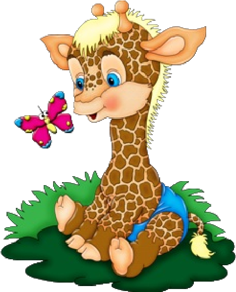 Giraffe Clipart Baby Animal - Cartoon Baby Giraffe Art (600x600), Png Download
