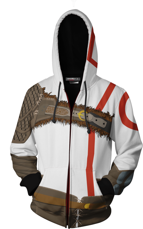 God Of War Kratos Cosplay Zip Up Hoodie Jacket - Hoodie (1024x1024), Png Download
