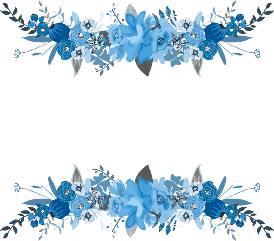 Flowers Floral Bouquet Flower Border Frame Blue - Flower Frame Blue Png (879x773), Png Download