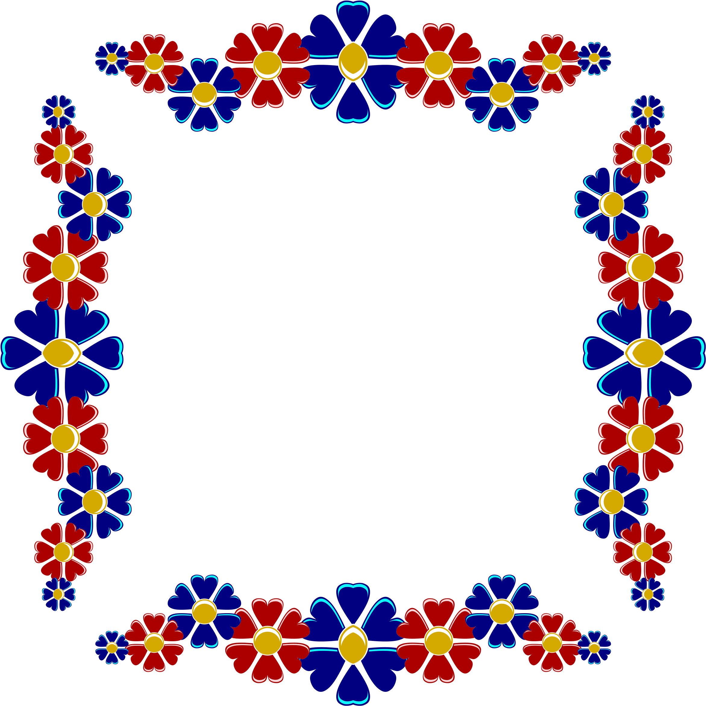 This Free Icons Png Design Of Red And Blue Floral Frame (2400x2400), Png Download