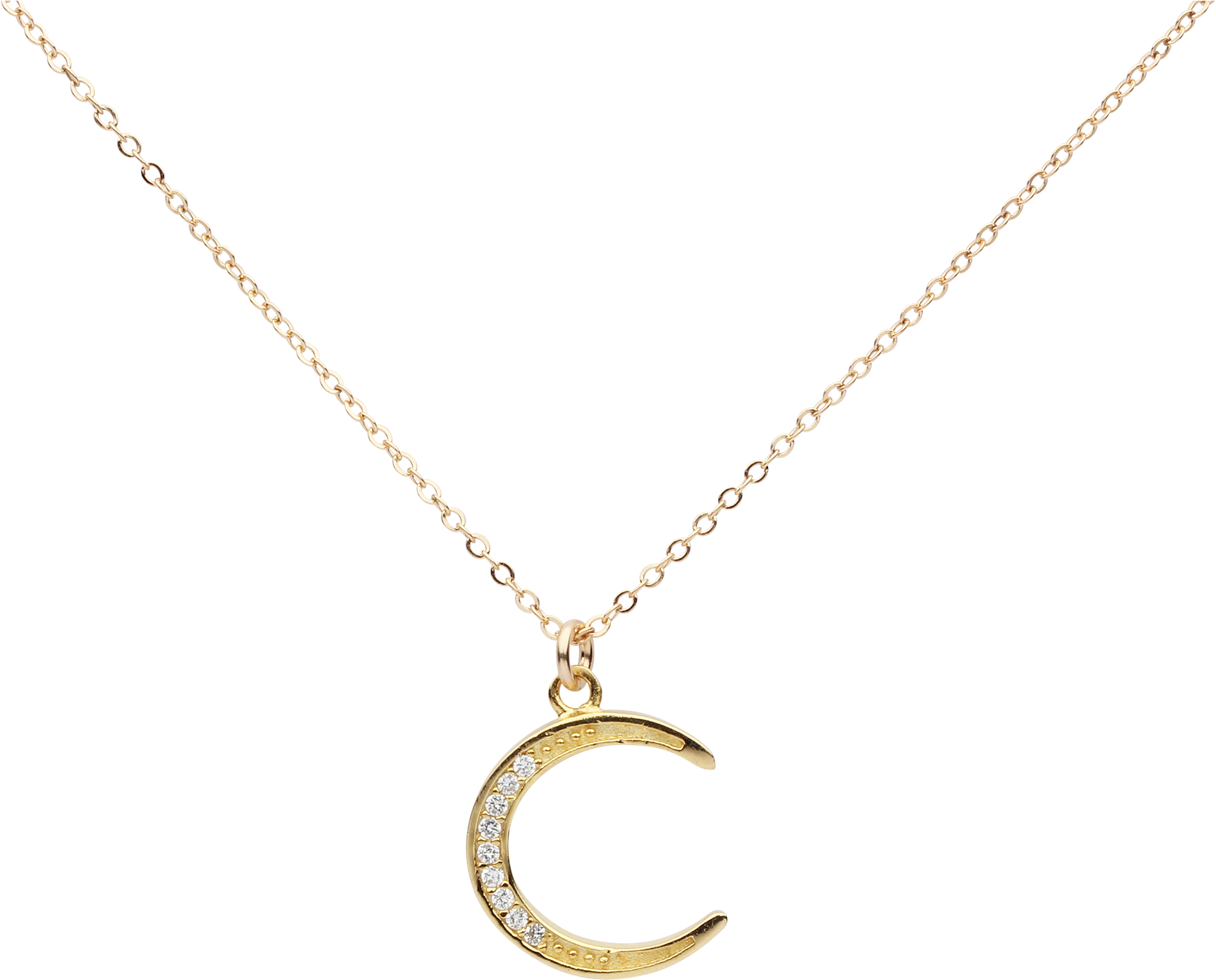 Cz Half Moon Necklace - Pendant (2000x2000), Png Download