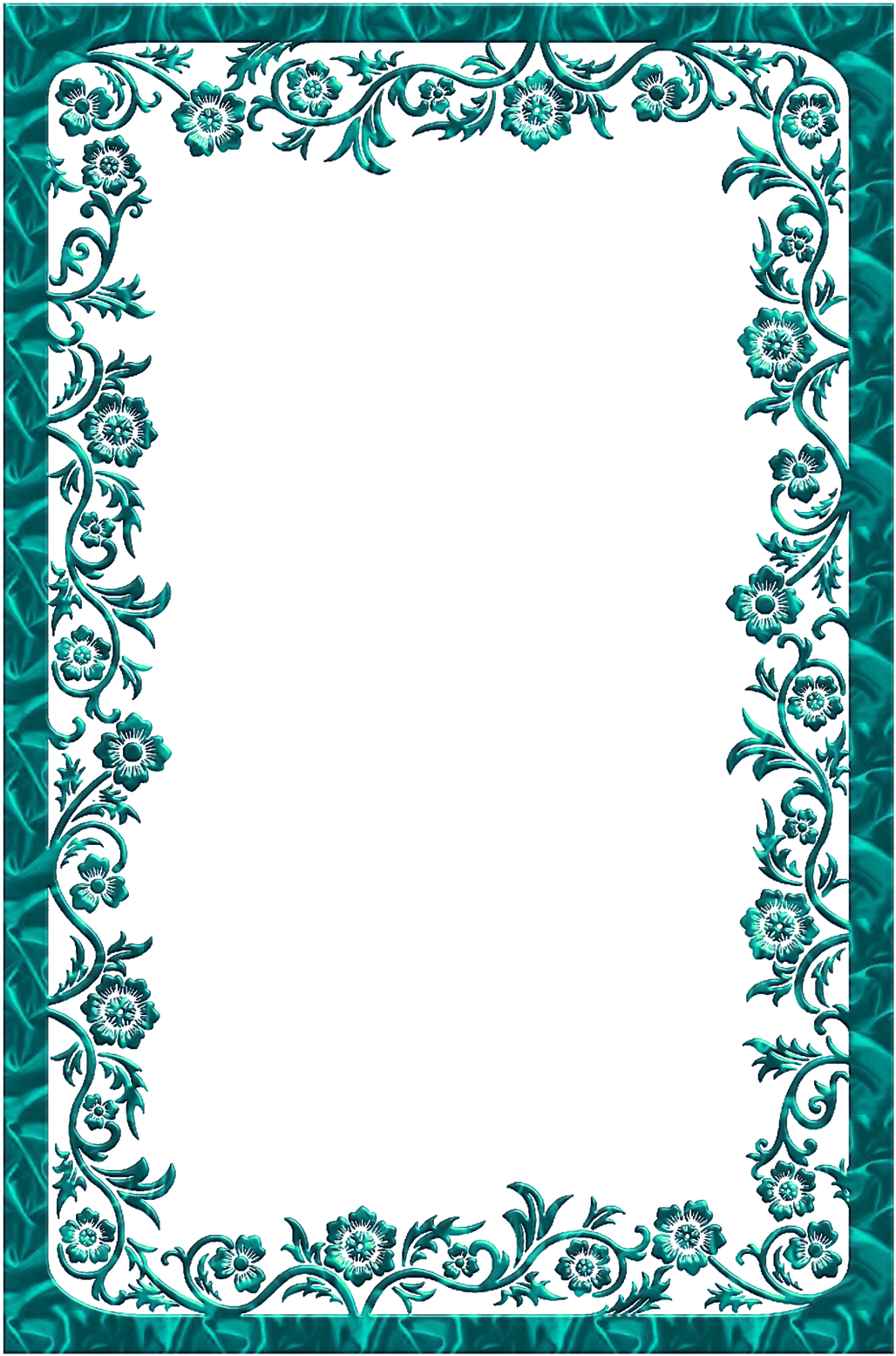 Large Turquoise Transparent Frame - Png Border Design Blue Clipart (1067x1600), Png Download