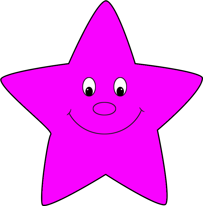 Lilac Clipart Star - Pink Smiley Star (861x908), Png Download