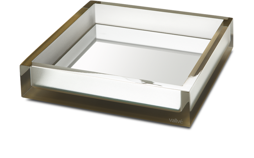 Gold Square Medium Tray With Mirror - Tray With Mirror (1024x819), Png Download