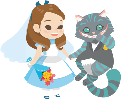 Characters For Wedding Invitation Card And Back Drop - Cartoon (640x452), Png Download