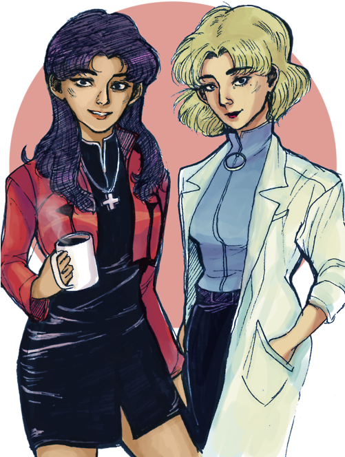 Shinjiikari Which Of My Nge Ships Do You Like Best - Evangelion Misato X Ritsuko (500x672), Png Download