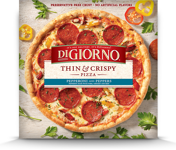 7233089 - Di Giorno Thin & Crispy Pizza, Pepperoni (750x640), Png Download