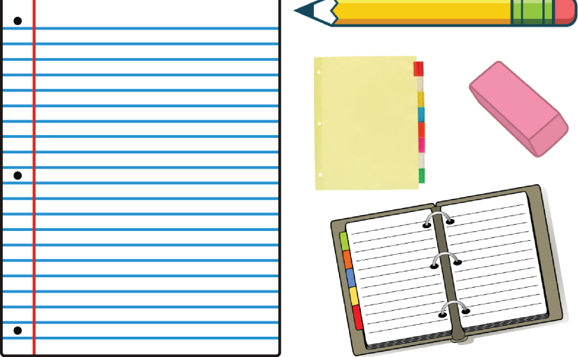 School Supplies - Binder And Paper Clip Art (825x510), Png Download