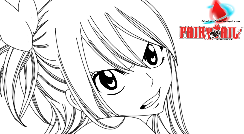 Lucy Heartfilia Lineart By Advance - Lucy Heartfilia Face Drawing (846x463), Png Download