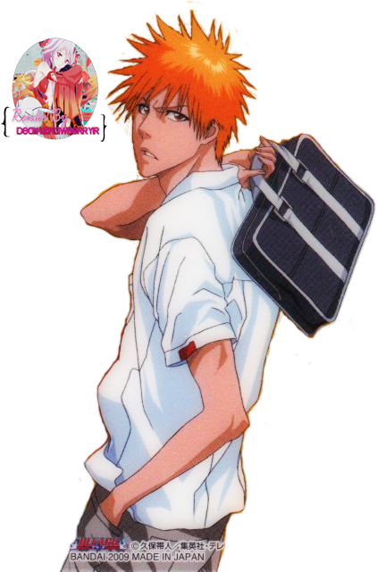 Ichigo School By Deathstrawberryir On Deviantart - Ichigo Kurosaki School (442x640), Png Download