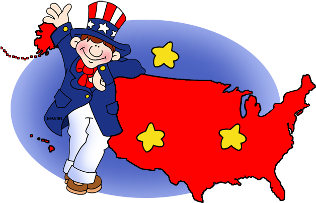Image Black And White Fourth Of July Clip - Map Of The United States (648x425), Png Download