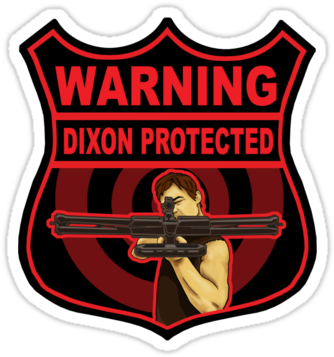 "daryl Dixon Security" Stickers By Tracey Gurney - Dixon Protected (375x360), Png Download