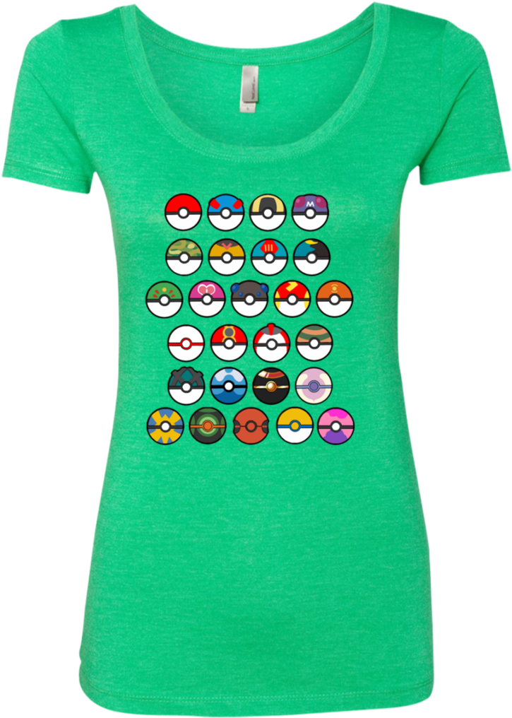 Pokemon Go Poke Balls Next Level Ladies Triblend Scoop - Happy Halloween With Pumpkin Ladies Scoop Neck (1024x1024), Png Download