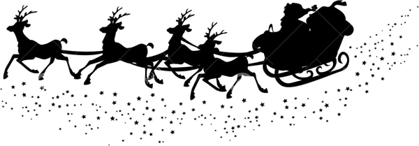 Santa Sleigh Silhouette Png - Christmas Background Pillow Case (600x209), Png Download