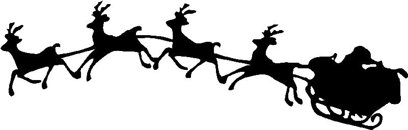 Santa Sleigh Silhouette Png - Santa In Sleigh Silhouette Transparent Png (826x280), Png Download