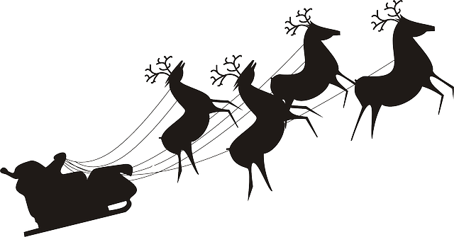 Santa Sleigh Png - Santa Sleigh Silhouette Png (640x335), Png Download