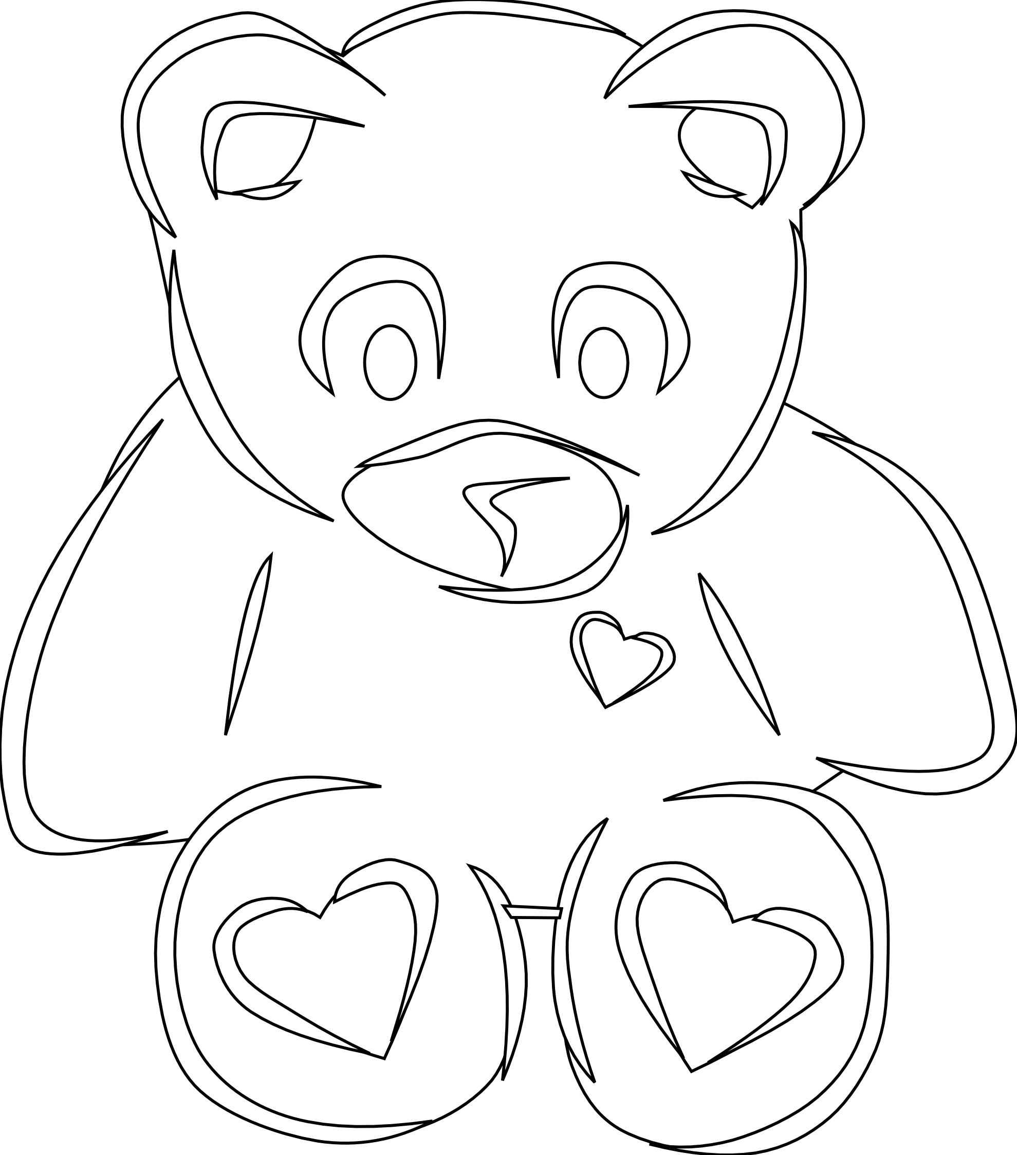 Teddy Bear Clip Art Black And White - Black And White Teddy Bear Drawing (1979x2247), Png Download