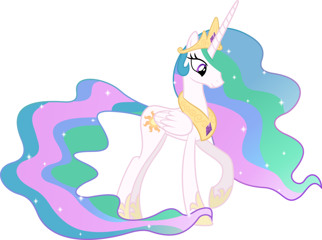 Fanmade Princess Celestia Looking Down - My Little Pony Friendship Is Magic Princess Celestia (1035x772), Png Download