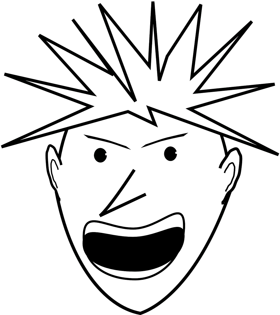 Angry Face Clip Art Black And White - Clipart Mad Face Black And White (818x900), Png Download