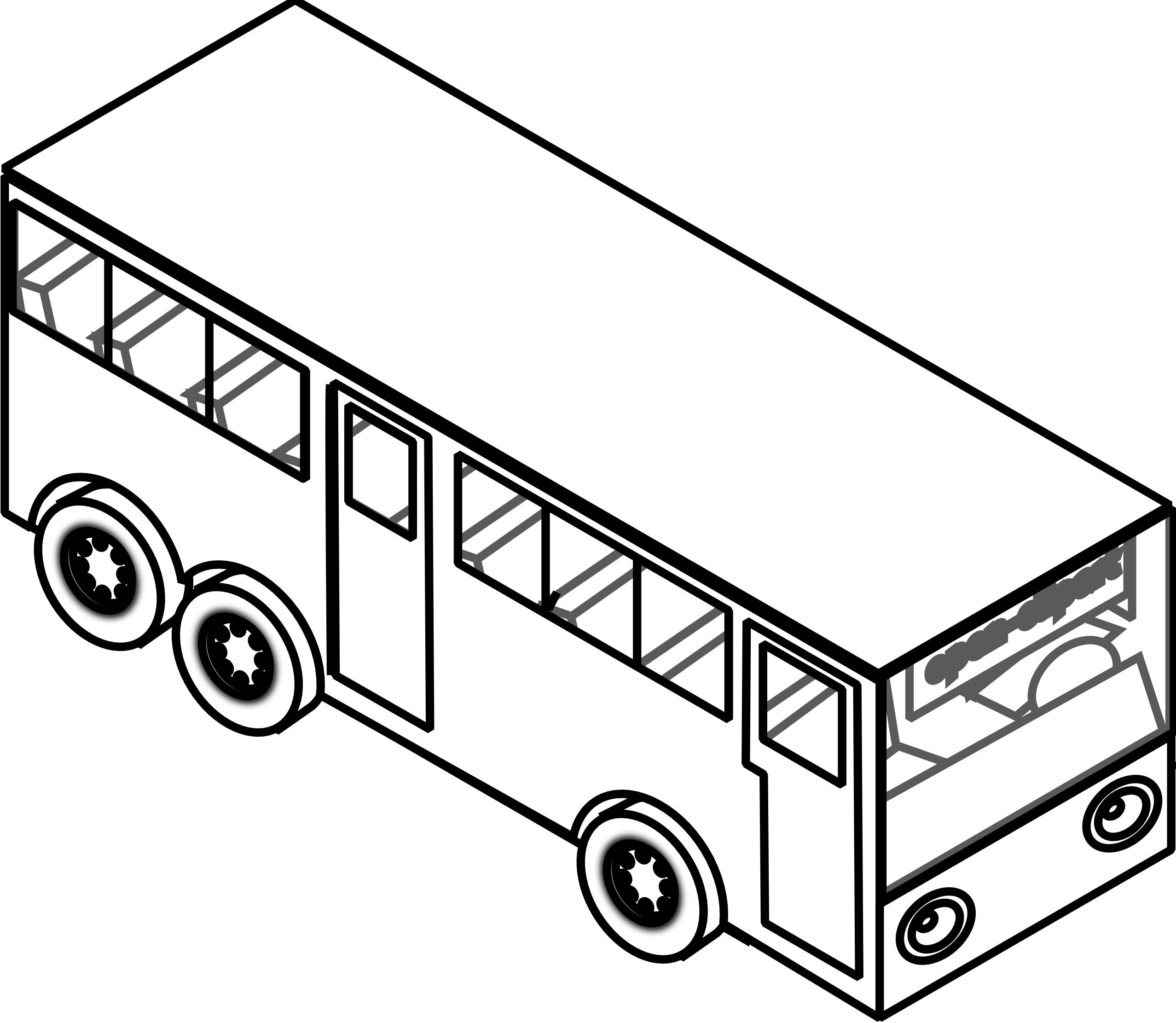 Bus Clipart Black And White - Bus Drawing Black And White (2555x2222), Png Download